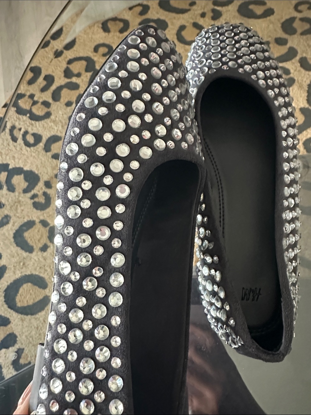 H&M Embellished Black Crystal Ballet Flats - Rhinestones